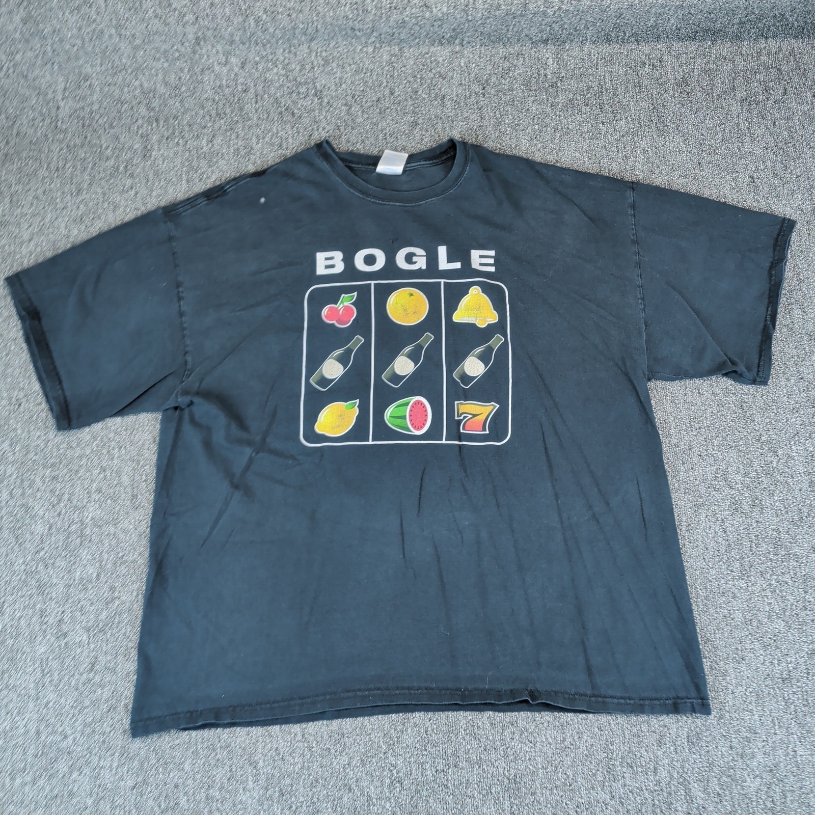 Bogle Vintage Aesthetic Slot Machine Graphic T-Shirt Women 2XL Black Cotton Tee — photo 2