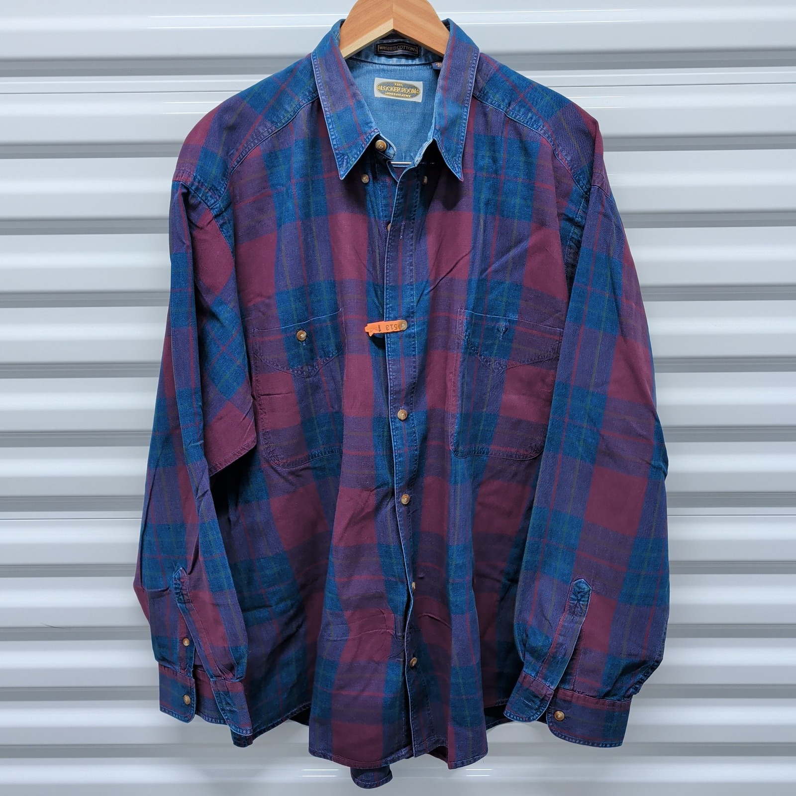 The Locker Room Montgomery Shirt XL Mens Purple Blue Plaid Cotton Button Down — photo 2