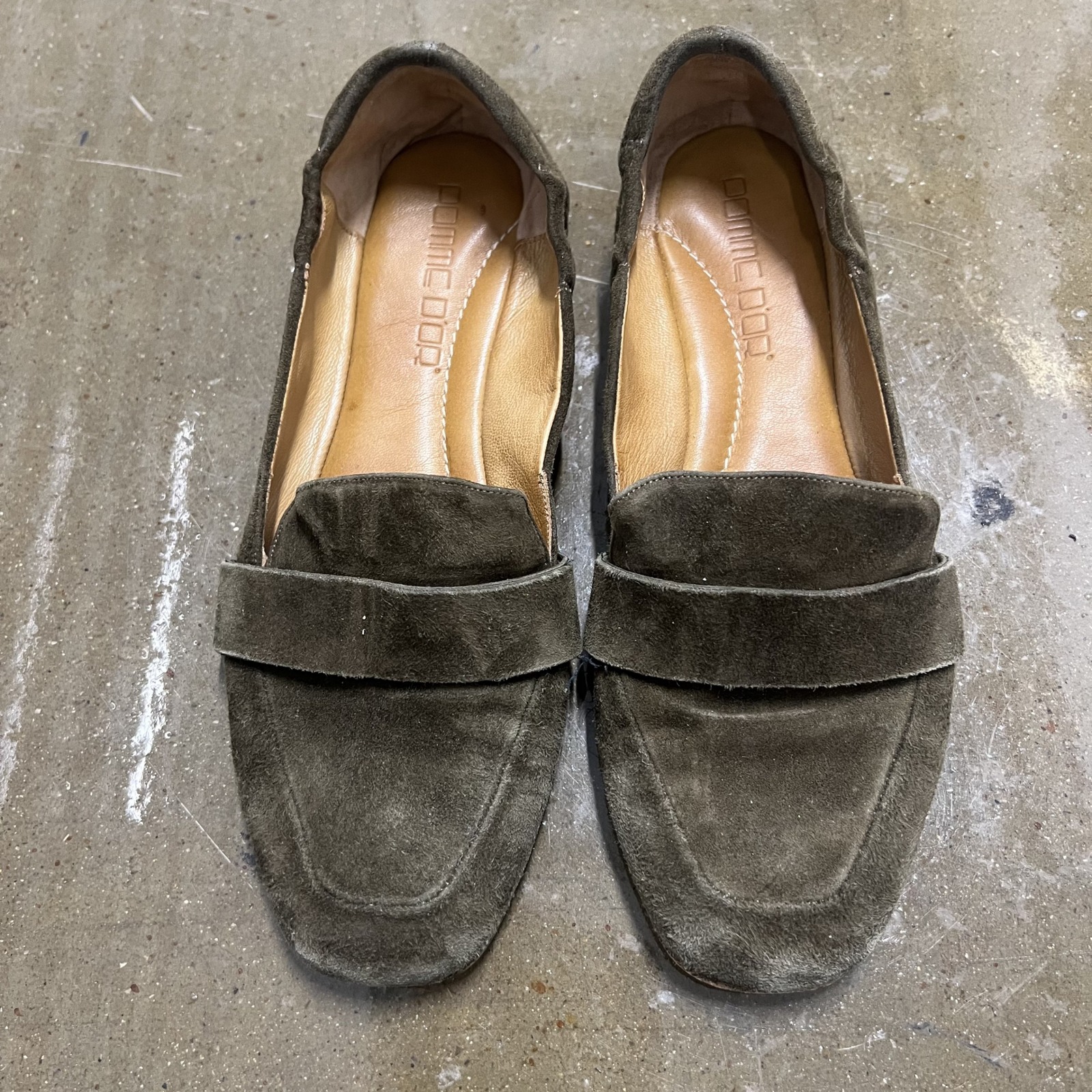 Pomme D'Or Size 37.5 Womens Olive Green Suede Penny Loafers Made in Italy Flats — photo 2