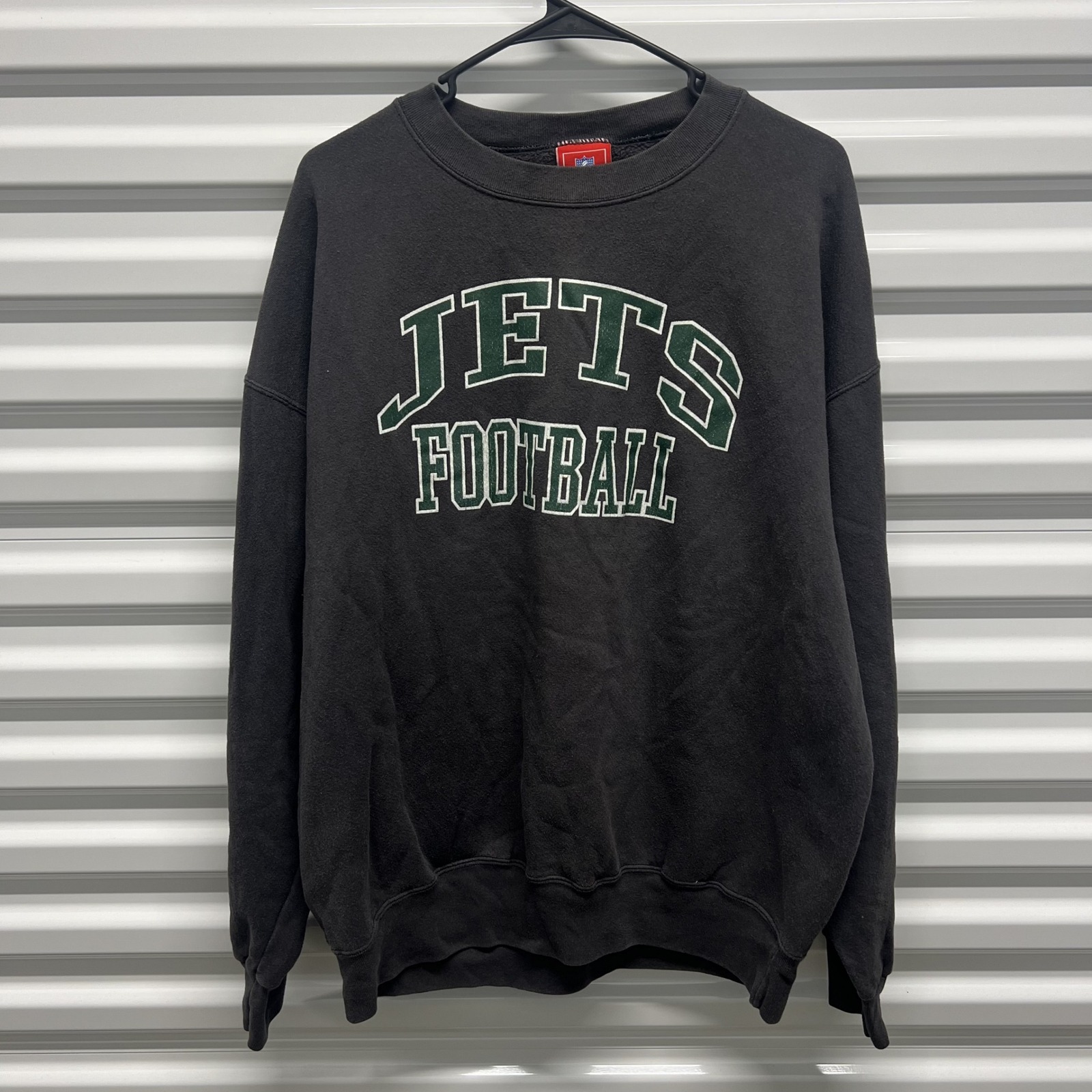 NFL Vintage NY Jets Football Sweatshirt XL Black Retro Oversized Crewneck — photo 2