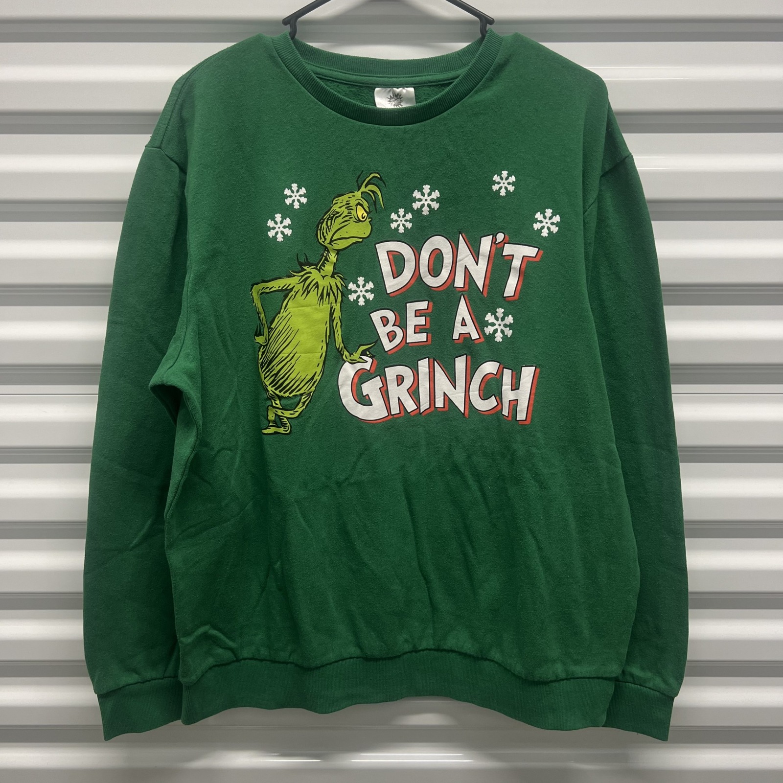 Dr. Seuss The Grinch Sweatshirt Large Mens Green Dont Be A Grinch Holiday Xmas — photo 2