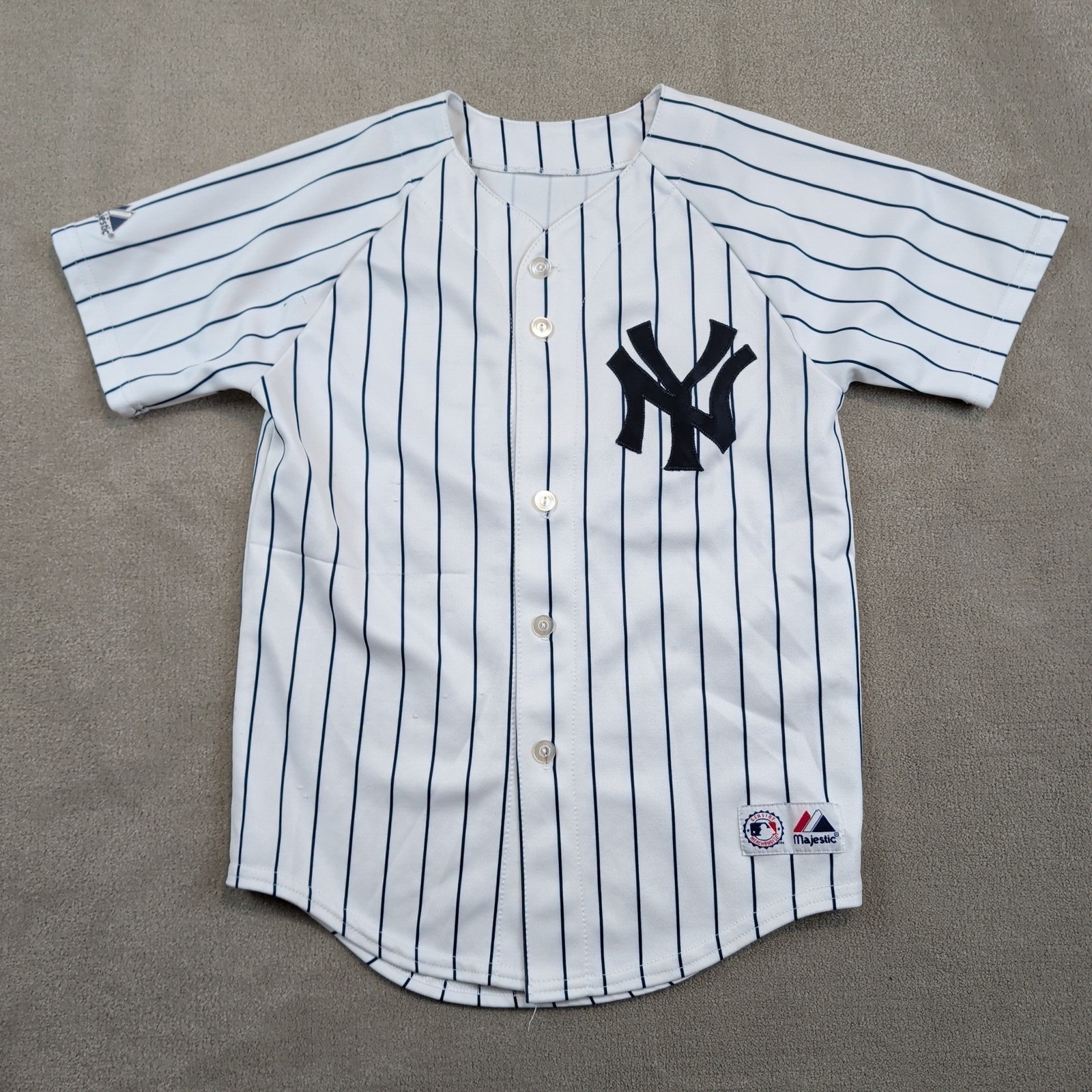 Majestic Youth L New York Yankees Jersey Giambi 25 Pinstripe Baseball Y2K White