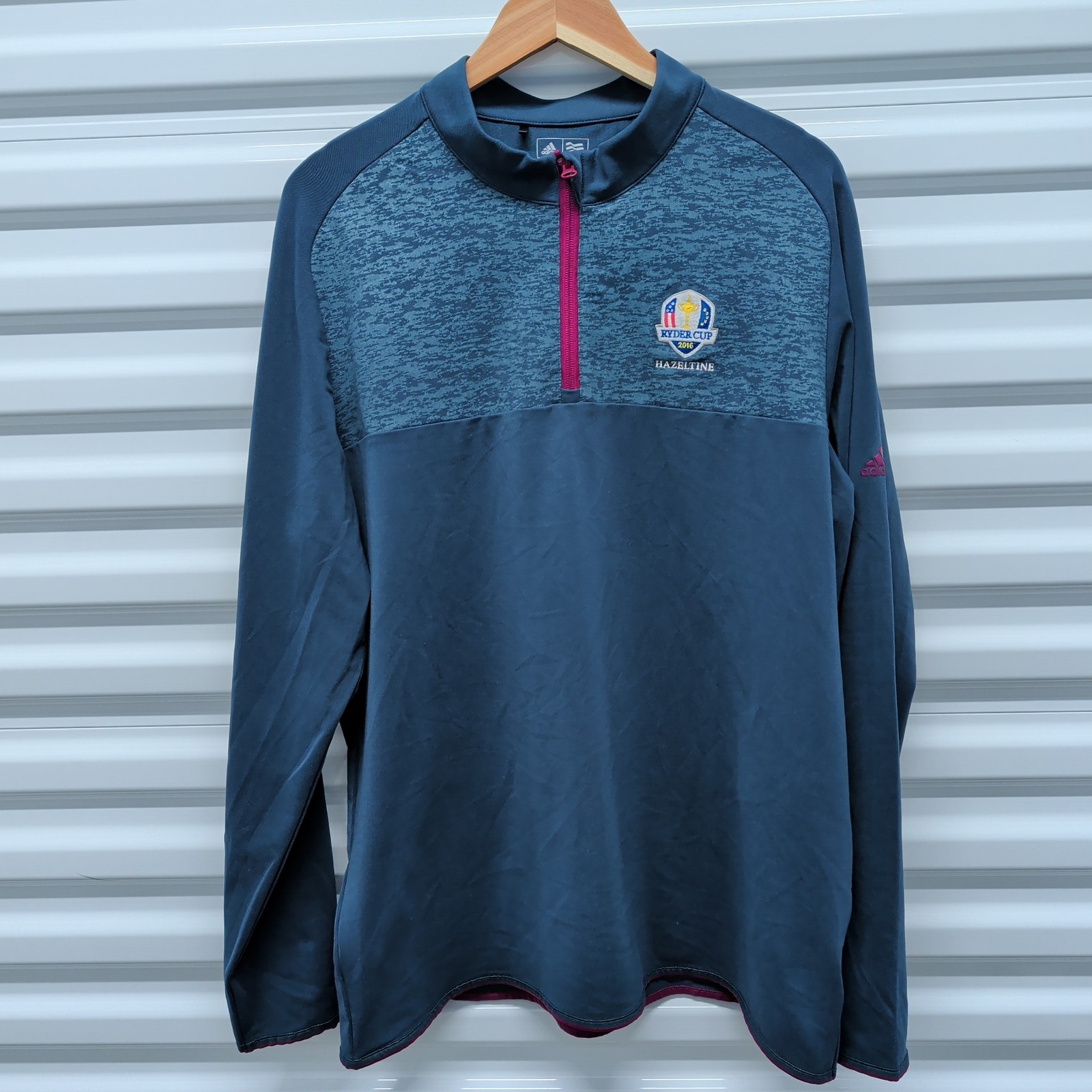 Adidas Ryder Cup 2016 Hazeltine Mens XL Golf Pullover Quarter Zip Navy Blue — photo 2