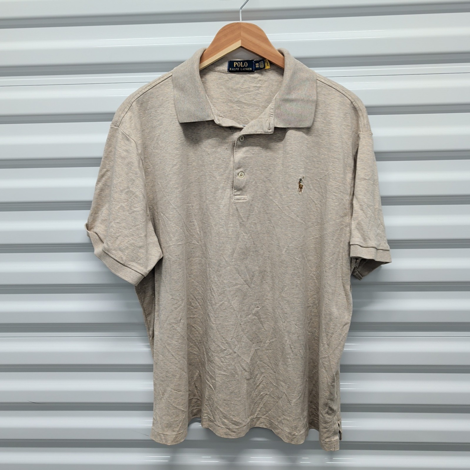 Polo Ralph Lauren Shirt 1XB Mens Beige Heathered Short Sleeve Polo Big & Tall — photo 2