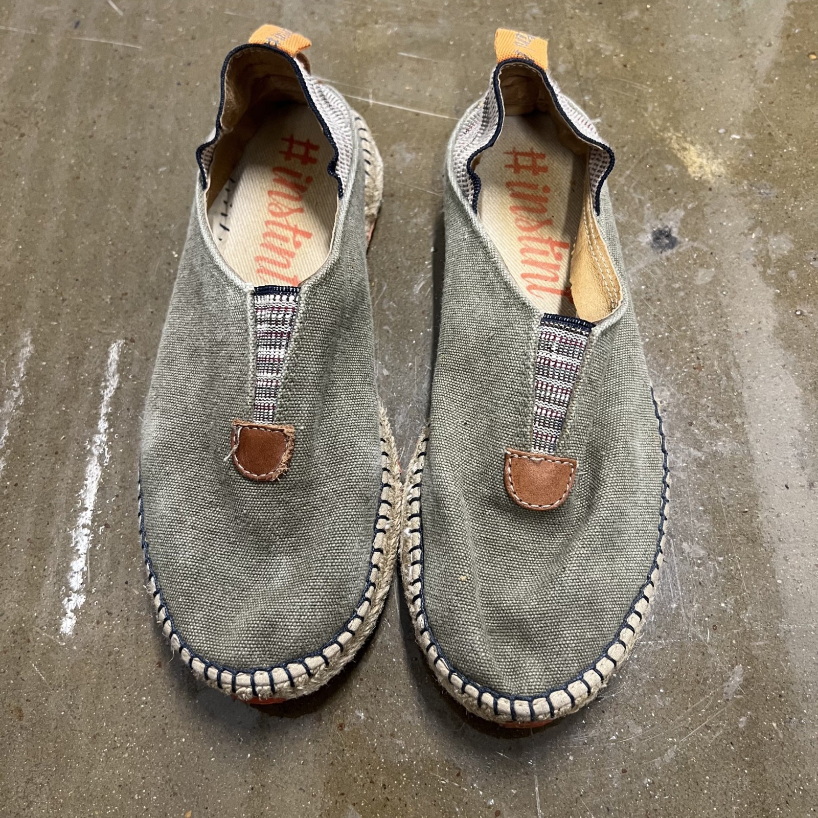 Instint Espadrille Flats Size 39 Womens Olive Green Canvas Slip On Made in Spain — photo 2