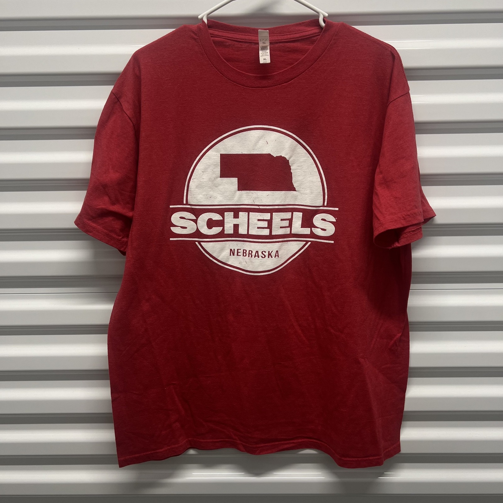 Zuni Sportswear Scheels Nebraska T-Shirt Size XL Mens Red Graphic Logo Tee — photo 2
