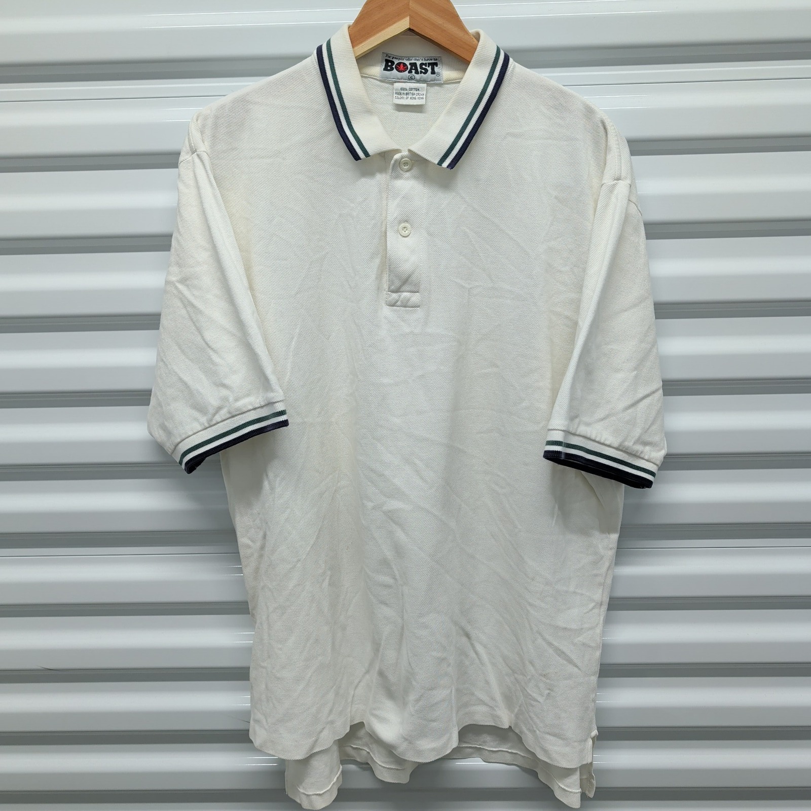 Boast Polo Shirt Size XL Mens White Cotton Vintage 90s Tipped Tennis Golf Pique — photo 2