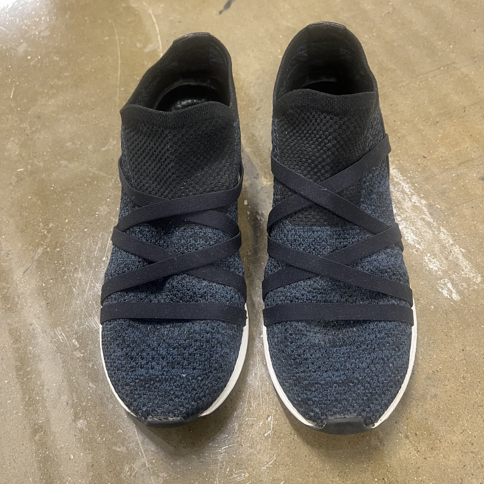 Eileen Fisher Size 8 Womens Black Navy Knit Crisscross Elastic Slip On Sneakers — photo 2